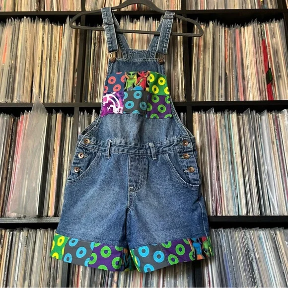PHISH fishman donuts lizards alien patchwork overalls ⭕️⚡️♻️💙👾 - Picture 4 of 11